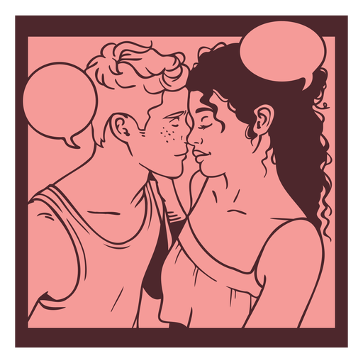 Love couple vintage comic pannel PNG Design