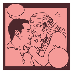 Pannel comic vintage pareja feliz Diseño PNG