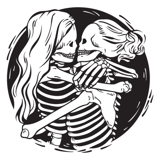 Skelett-Paar-Grunge-Illustration PNG-Design