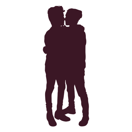 Gay couple hug silhouette