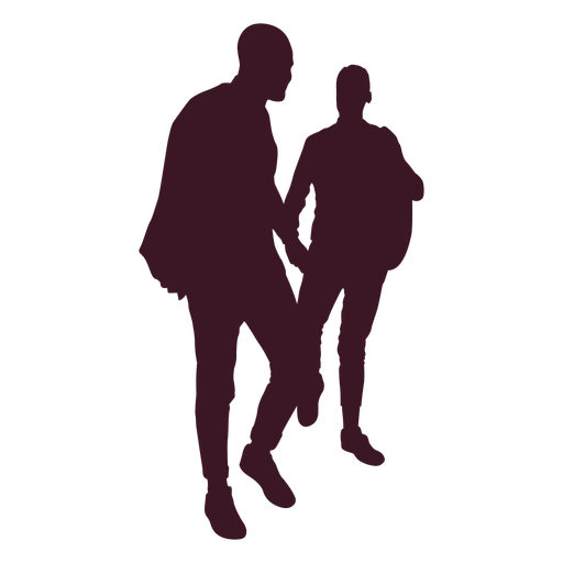 Gay couple holding hands silhouette