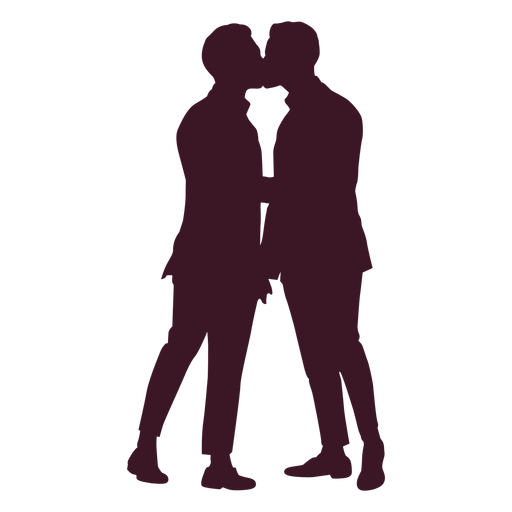 Gay couple kissing silhouette
