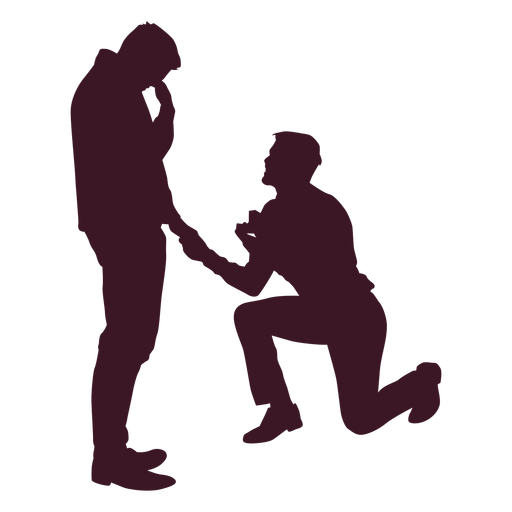 Gay couple proposal silhouette