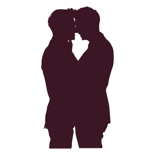 Romantic gay couple silhouette.