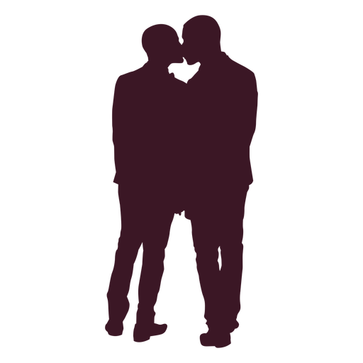 Romantic gay couple kissing silhouette PNG Design