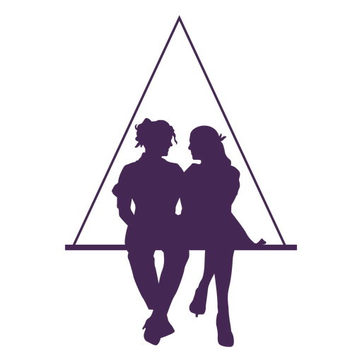 Lesbian couple romantic silhouette PNG Design