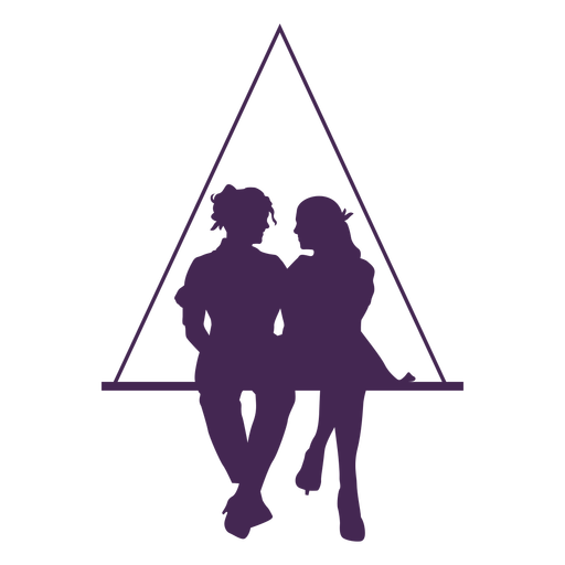 Pareja de lesbianas silueta romántica Diseño PNG