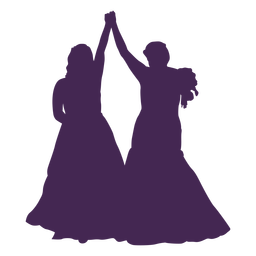 Silueta de matrimonio de pareja de lesbianas Diseño PNG