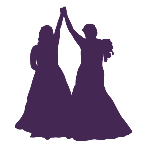 Lesbian couple marriage silhouette PNG Design