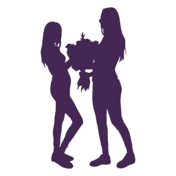 Lesbenpaar blüht Silhouette PNG-Design