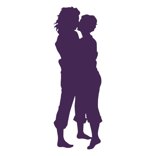 Lesbian couple kiss silhouette