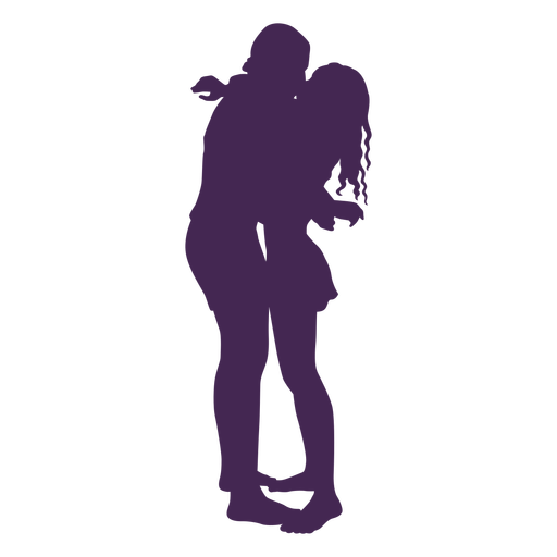 Lesbenpaar romantische Kuss Silhouette PNG-Design