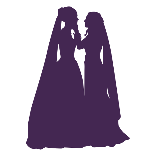 Wedding lesbian couple silhouette PNG Design