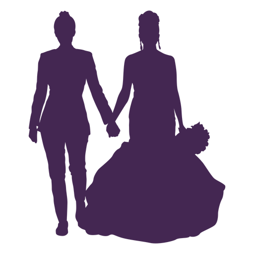 Lesbian couple wedding silhouette PNG Design