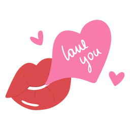 Te amo lábios planos Desenho PNG