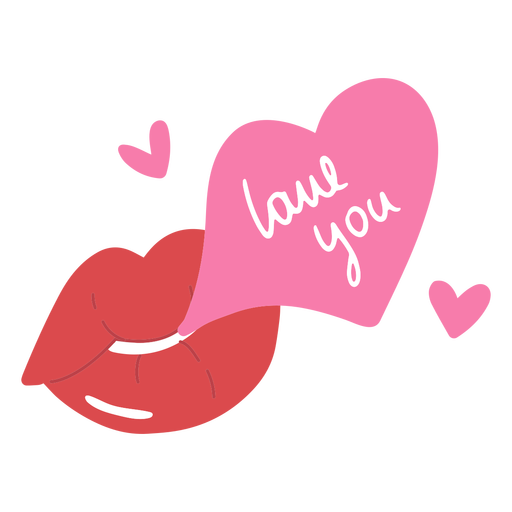 Ich liebe dich Lippen flach PNG-Design