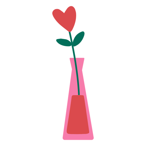 Flower vase heart flat PNG Design