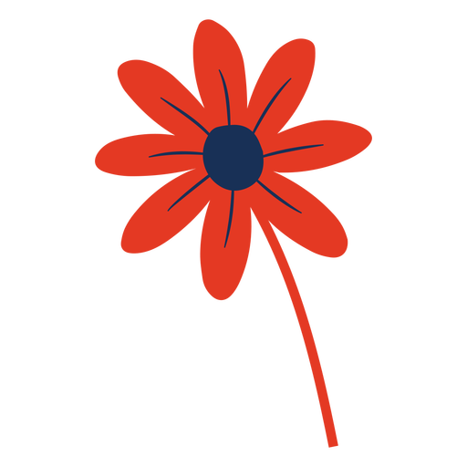 Flat red flower PNG Design