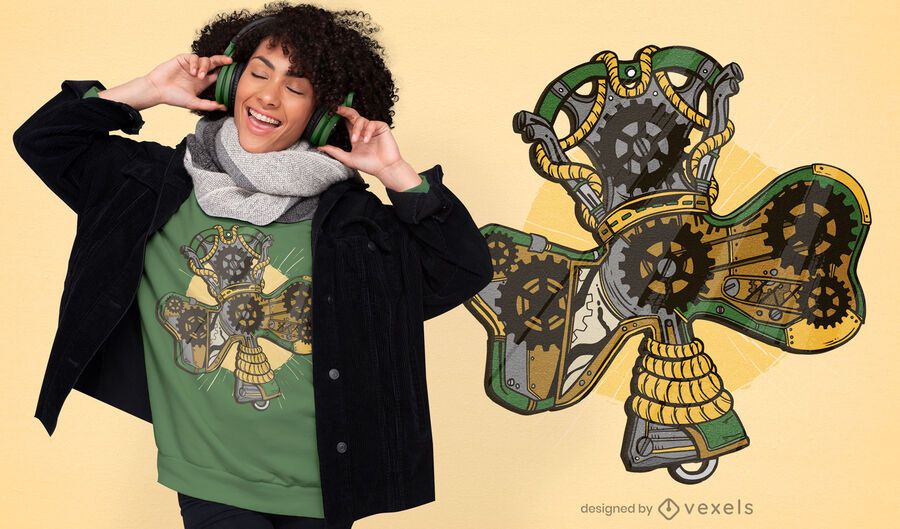 Steampunk shamrock t-shirt design Steampunk shamrock t-shirt design