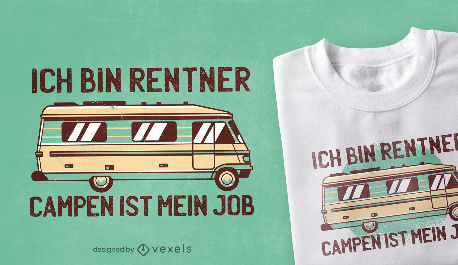 Diseño de camiseta de cita alemana Camping van