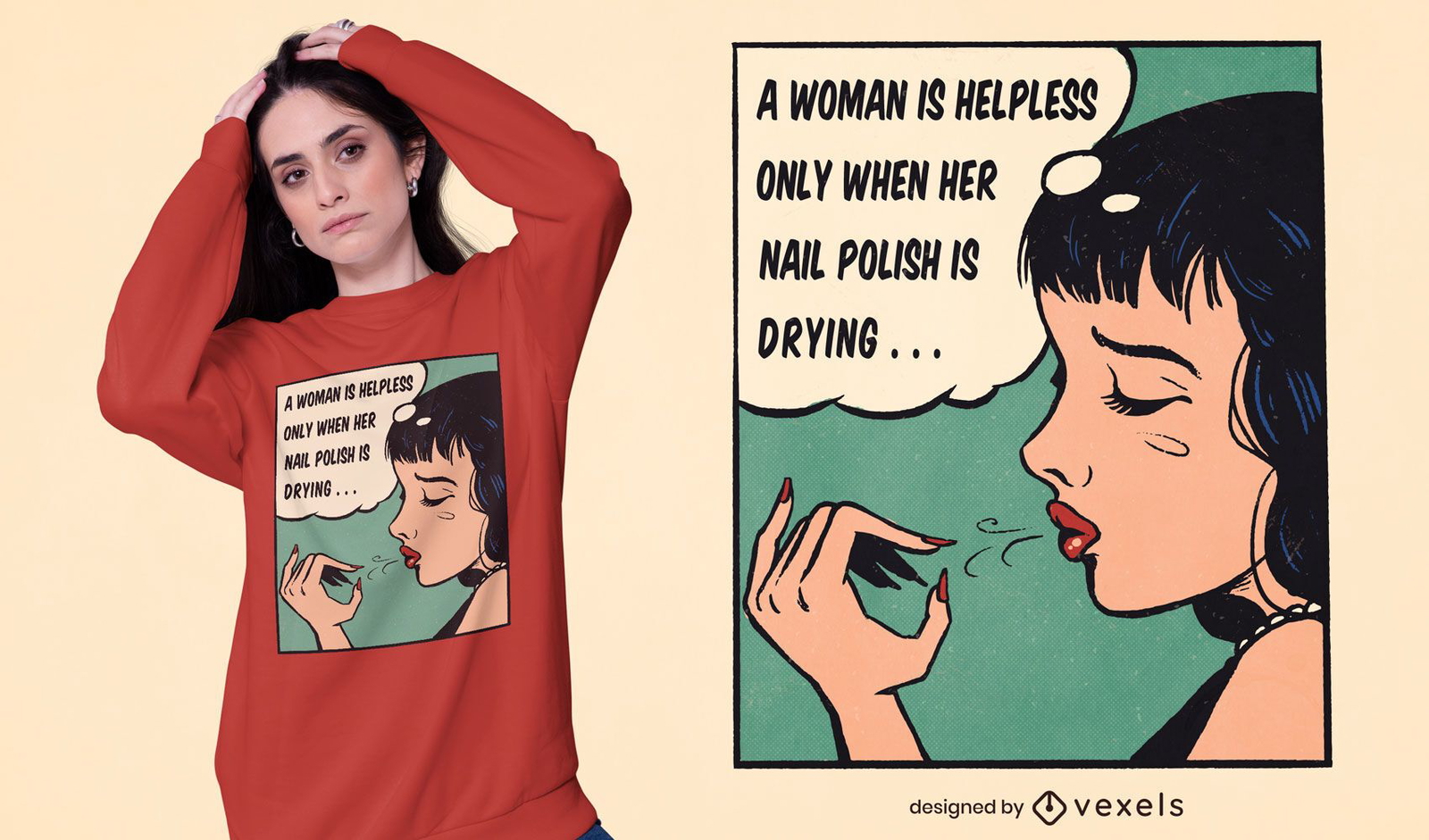 Pop art nail polish t-shirt design