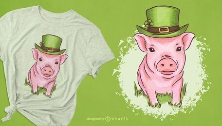 Diseño de camiseta de mini cerdo de St Patrick