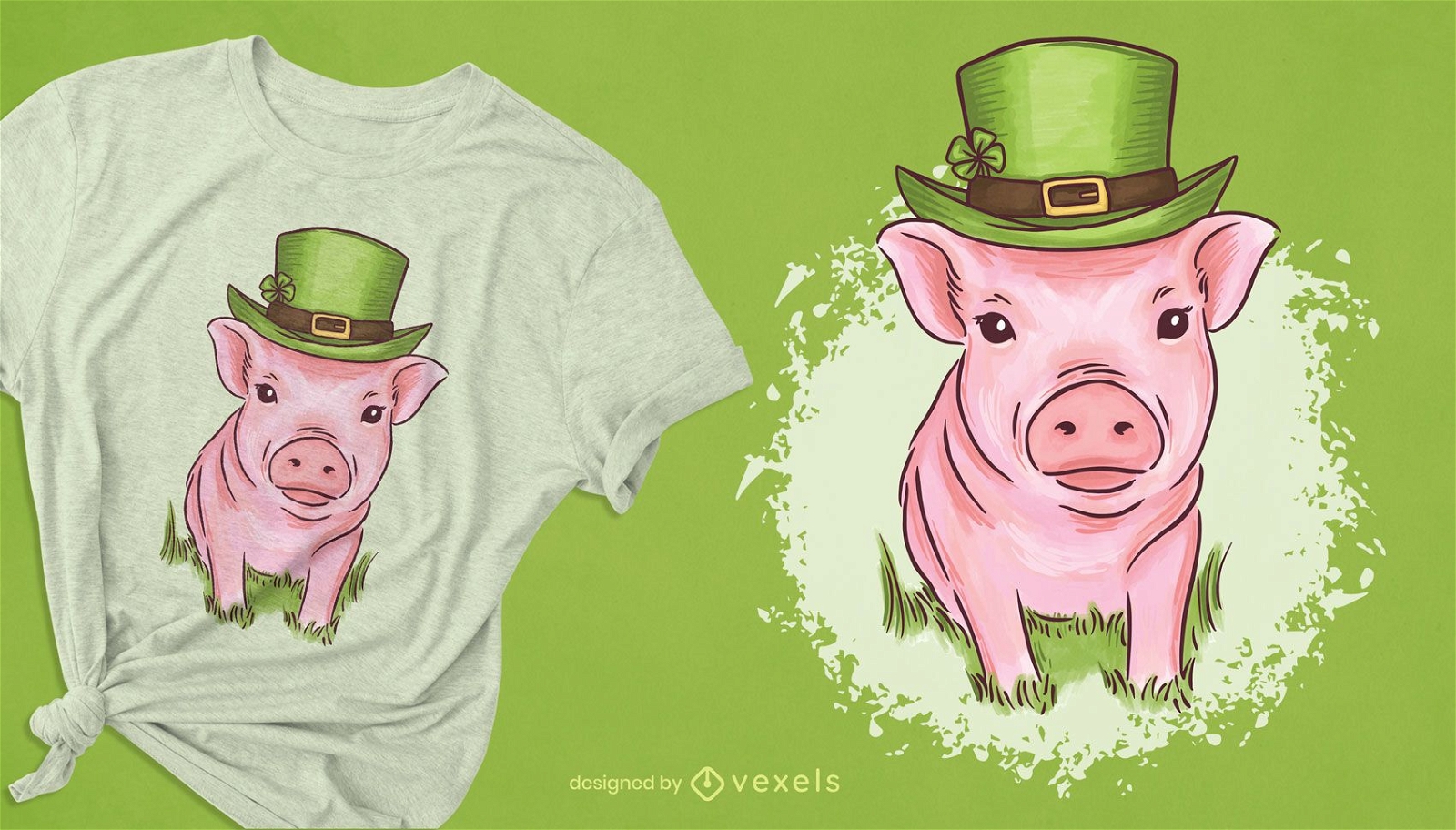 St Patrick's mini pig t-shirt design