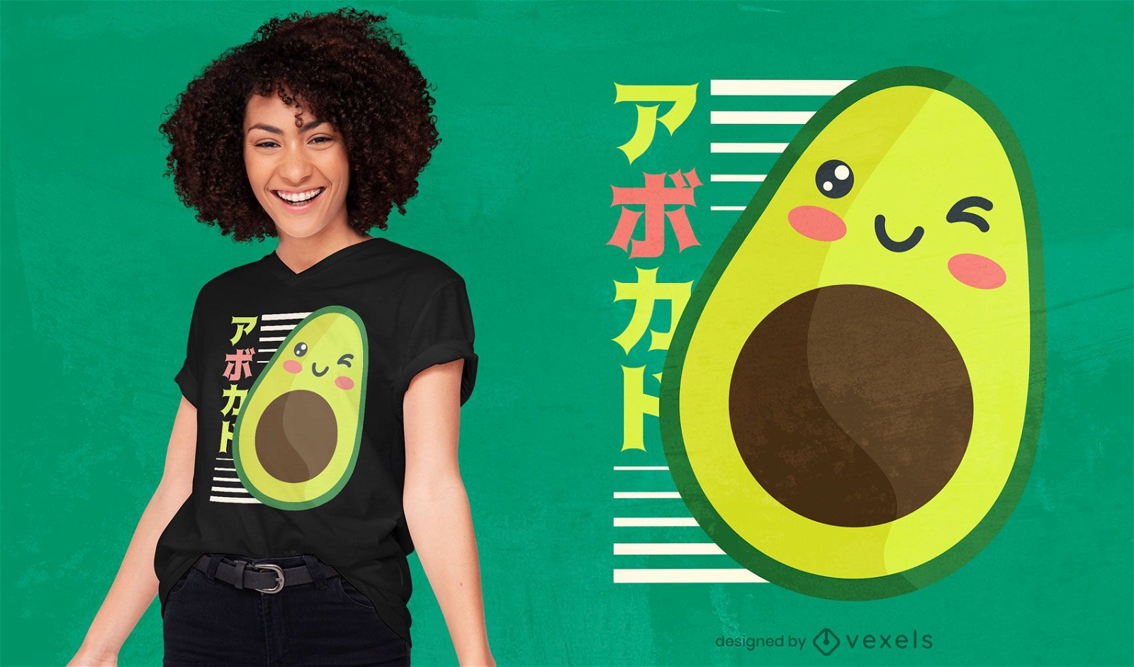 Design de t-shirt abacate kawaii