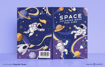 Space coloring book cover design