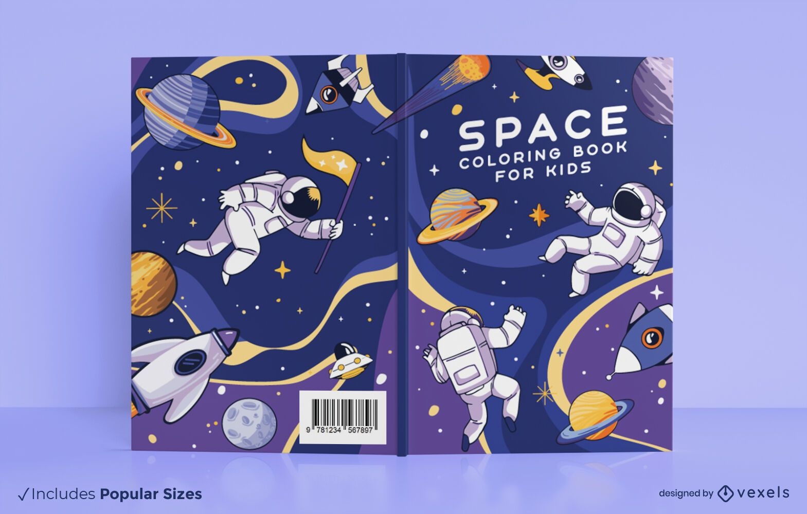 Design da capa do livro para colorir no espaço