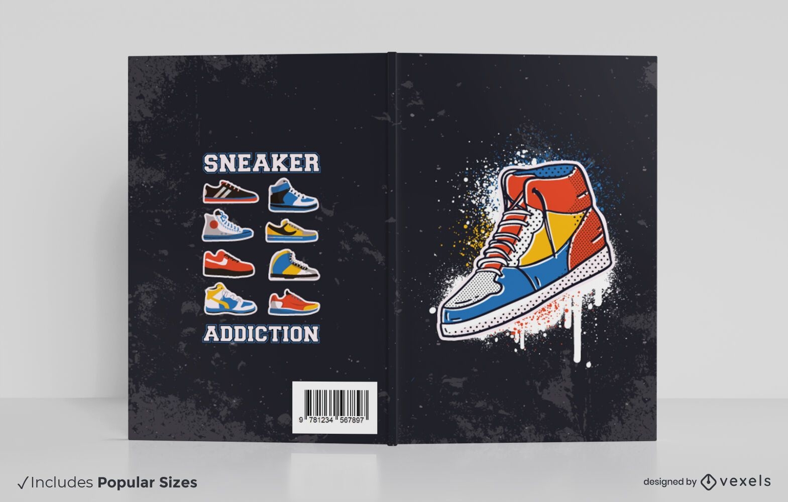 Diseño de portada de libro de adicción a las zapatillas
