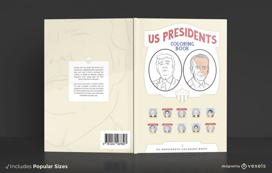 US presidents coloring book cover design US presidents coloring book cover design