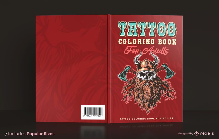 Diseño de portada de libro para colorear tatuaje Diseño de portada de libro para colorear tatuaje