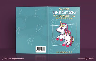 Unicorn handwriting work book cover design Unicorn handwriting work book cover design