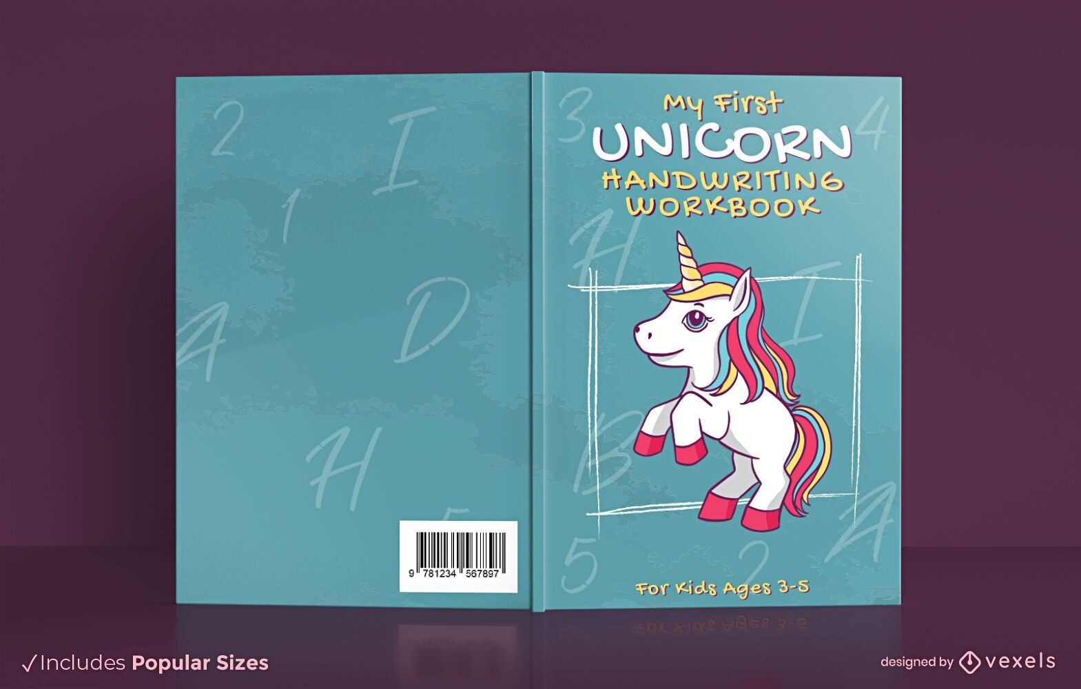 Unicorn handwriting work book cover design