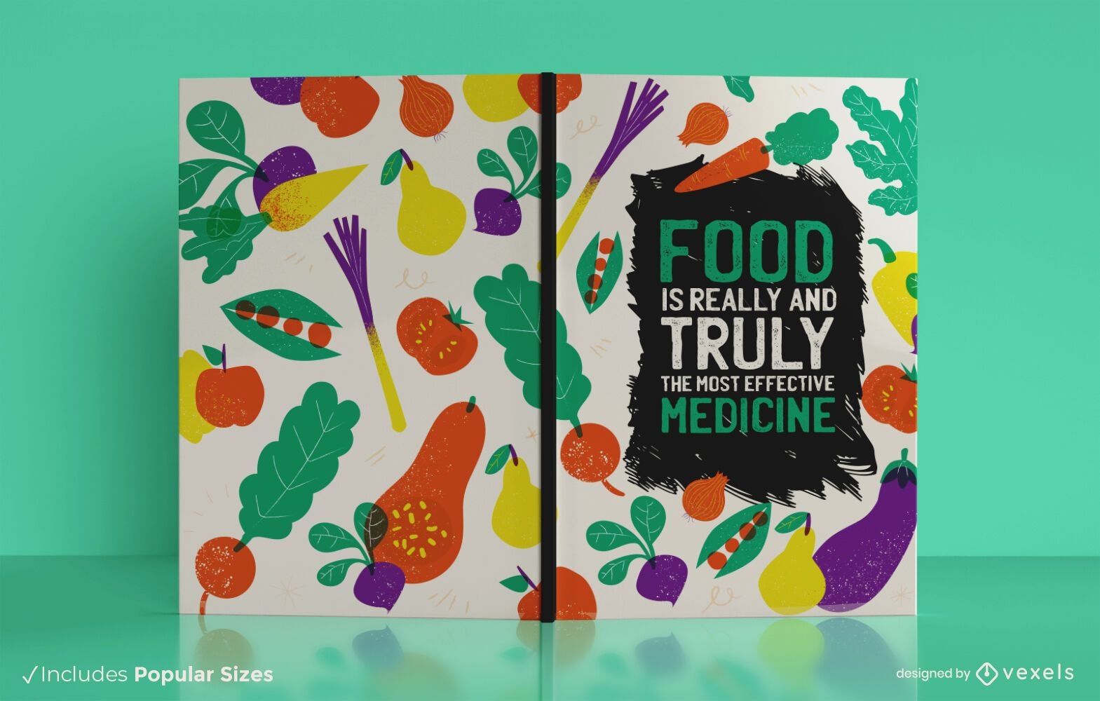 Diseño de portada de libro de diario de alimentos
