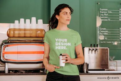 Kaffeehaus-T-Shirt-Modellentwurf Kaffeehaus-T-Shirt-Modellentwurf