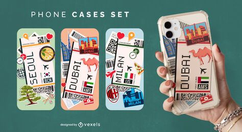 Conjunto de capa de telefone para bilhetes de avião Conjunto de capa de telefone para bilhetes de avião