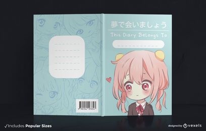 Diseño de portada de libro de anime chibi