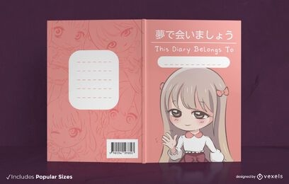 Anime chibi girl book cover design