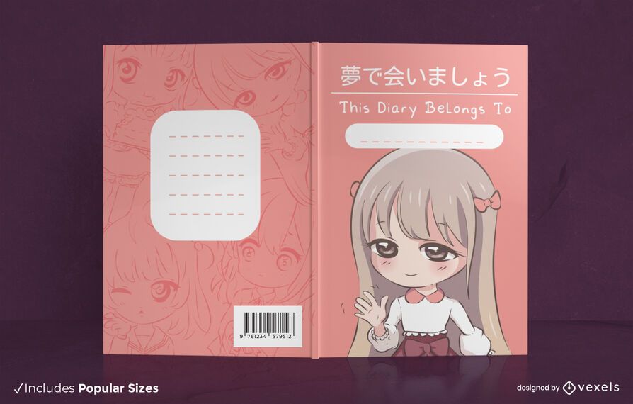 Diseño de portada de libro de anime chibi girl Diseño de portada de libro de anime chibi girl
