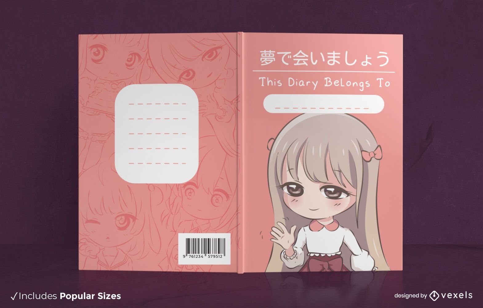 Design da capa do livro anime chibi
