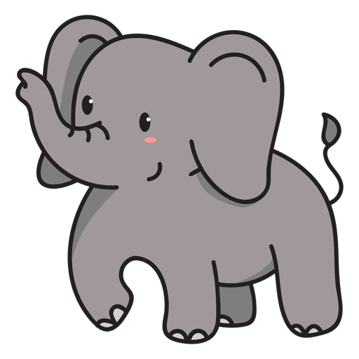 Ilustra??o em p? de elefante fofo Desenho PNG