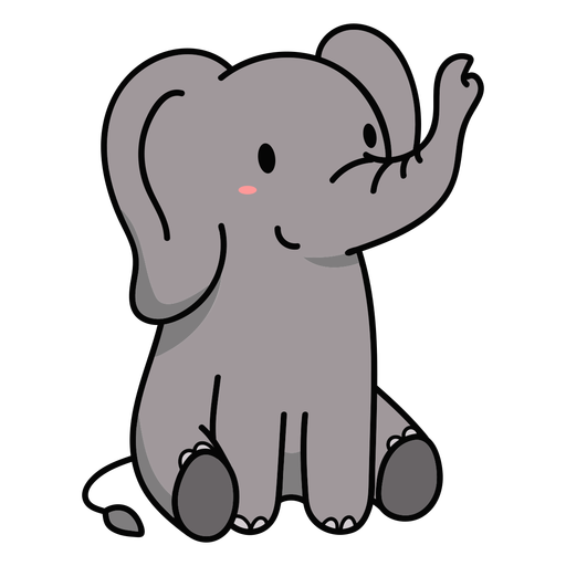 Cute elephant sitting illustration PNG Design