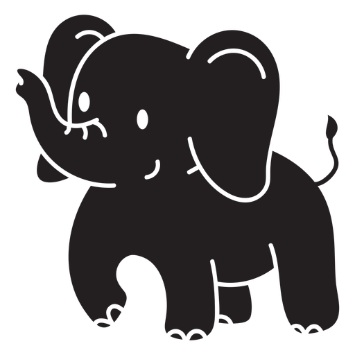 Elefante fofo em p? cortado Desenho PNG