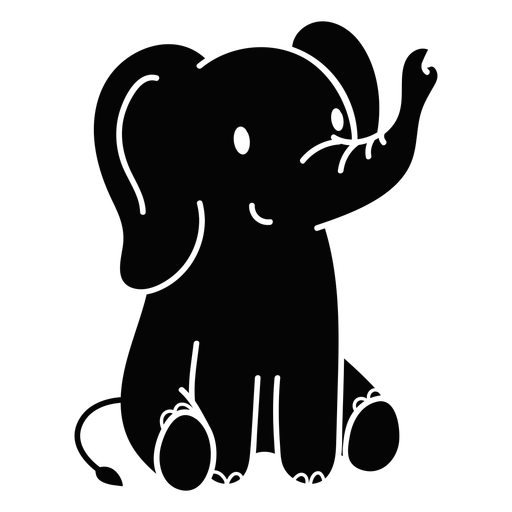Netter Elefant, der herausgeschnitten sitzt PNG-Design
