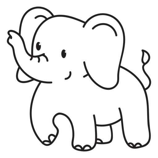 Cute elephant standing stroke PNG Design