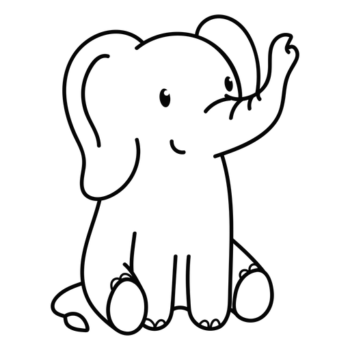 Cute elephant sitting stroke PNG Design