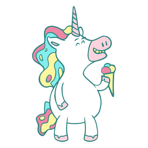 Divertido personaje de helado de unicornio