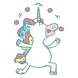 Funny unicorn juggling character PNG Design